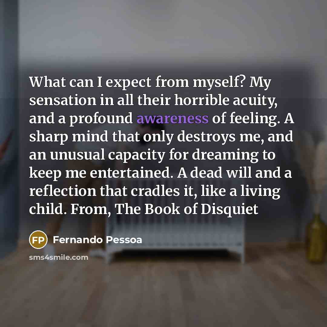 “What can I expect from myself? My sensation in all…” quote by Fernando Pessoa