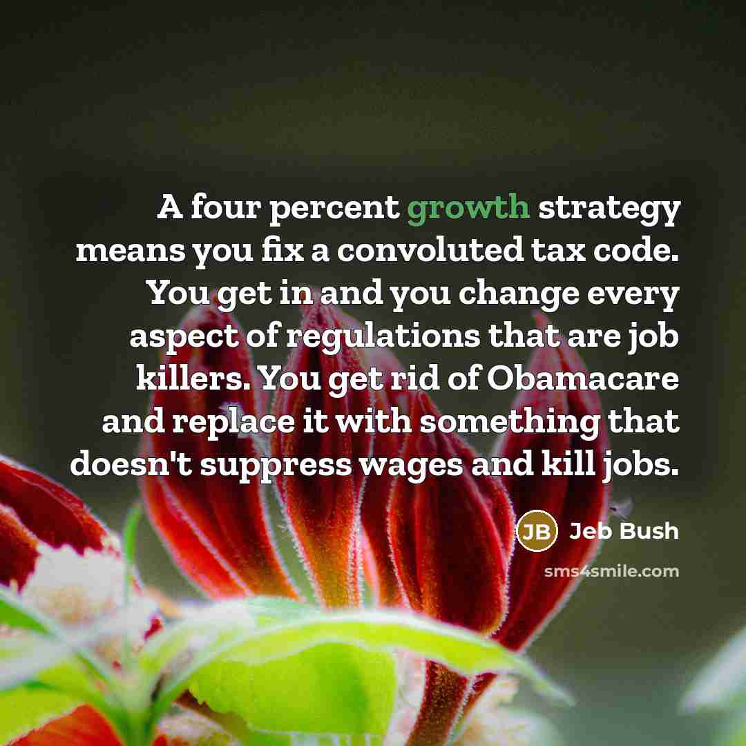 “A four percent growth strategy means you fix a convoluted…” quote by Jeb Bush