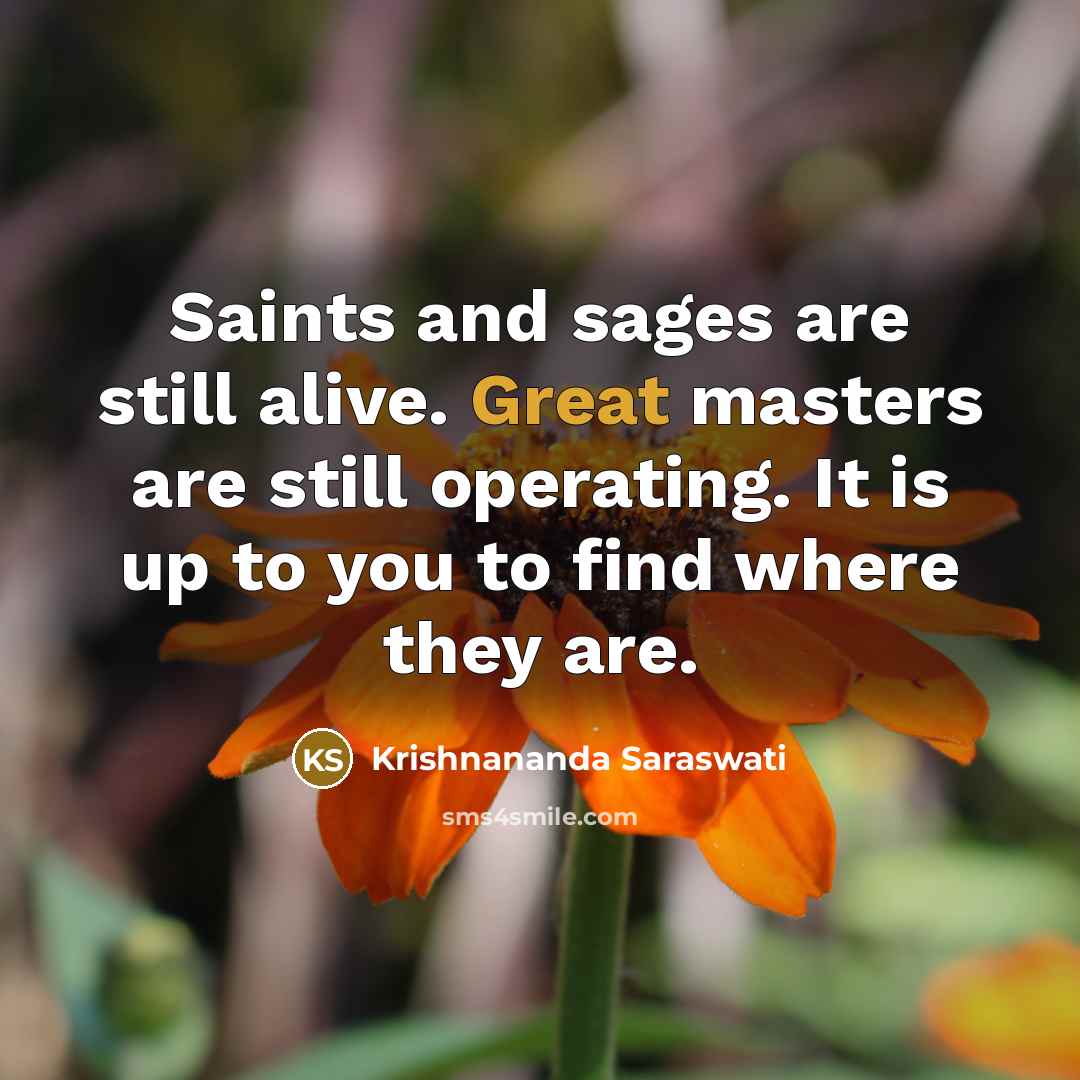 “Saints and sages are still alive. Great masters are still…” quote by Krishnananda Saraswati