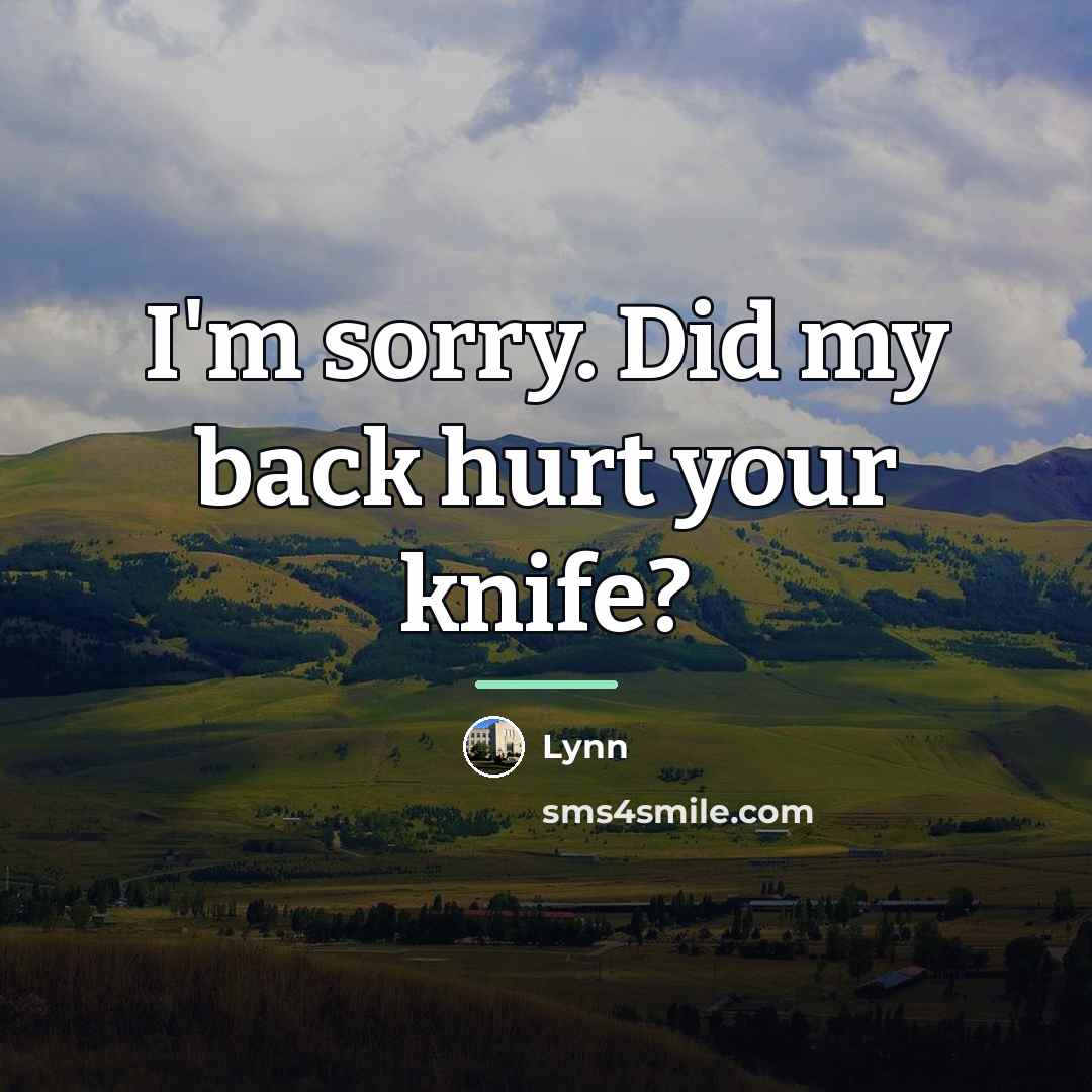 “I'm sorry. Did my back hurt your knife?…” quote by Lynn