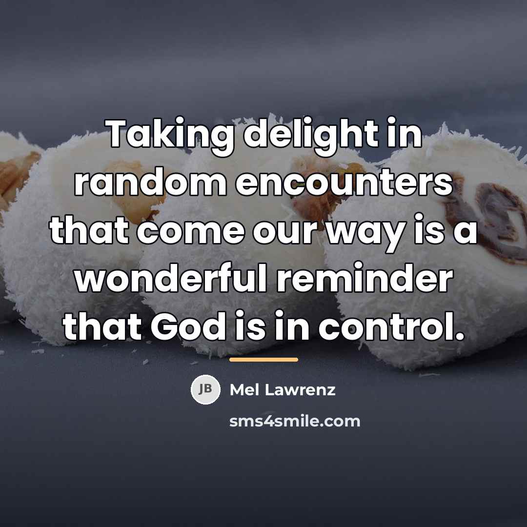 “Taking delight in random encounters that come our way is…” quote by Mel Lawrenz