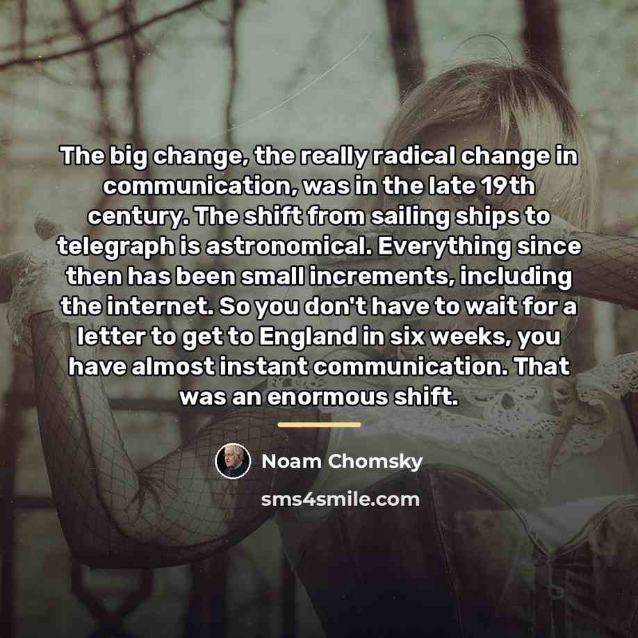 “The big change, the really radical change in communication, was…” quote by Noam Chomsky