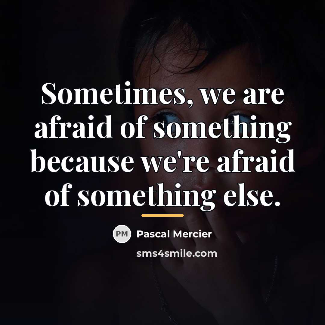 “Sometimes, we are afraid of something because we're afraid of…” quote by Pascal Mercier
