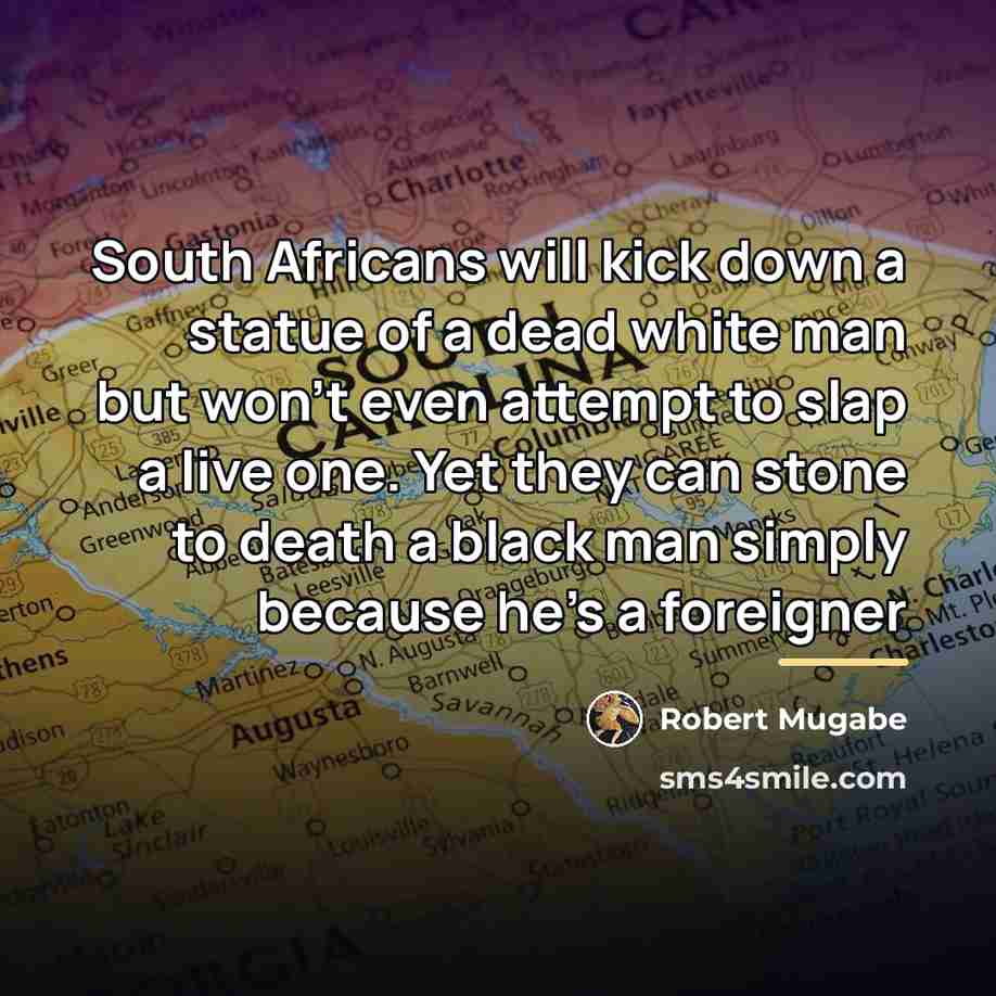 “South Africans will kick down a statue of a dead…” quote by Robert Mugabe