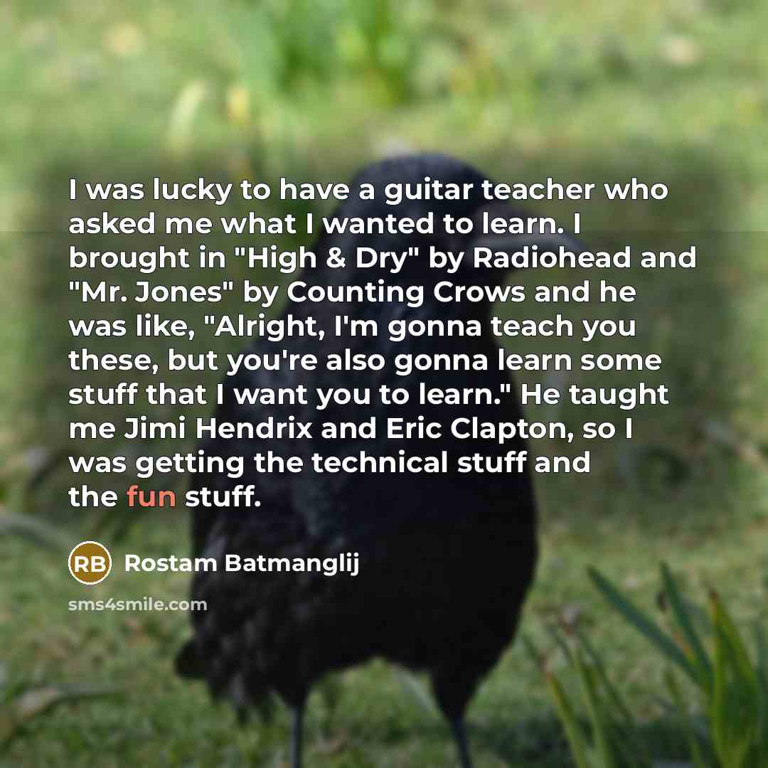 “I was lucky to have a guitar teacher who asked…” quote by Rostam Batmanglij