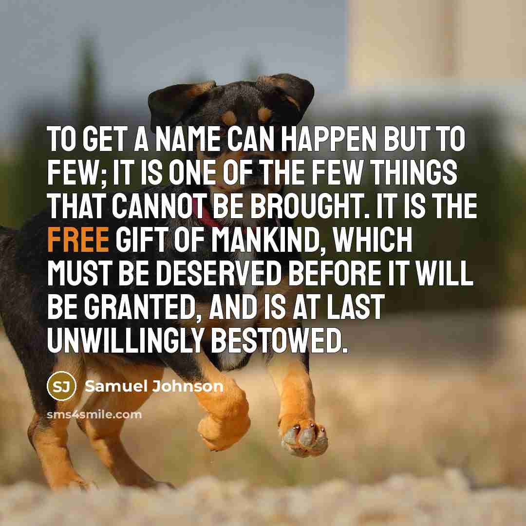 “To get a name can happen but to few; it…” quote by Samuel Johnson