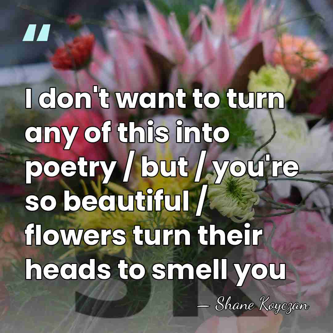 I don't want to turn any of this into poetry / but&hellip; - Shane Koyczan