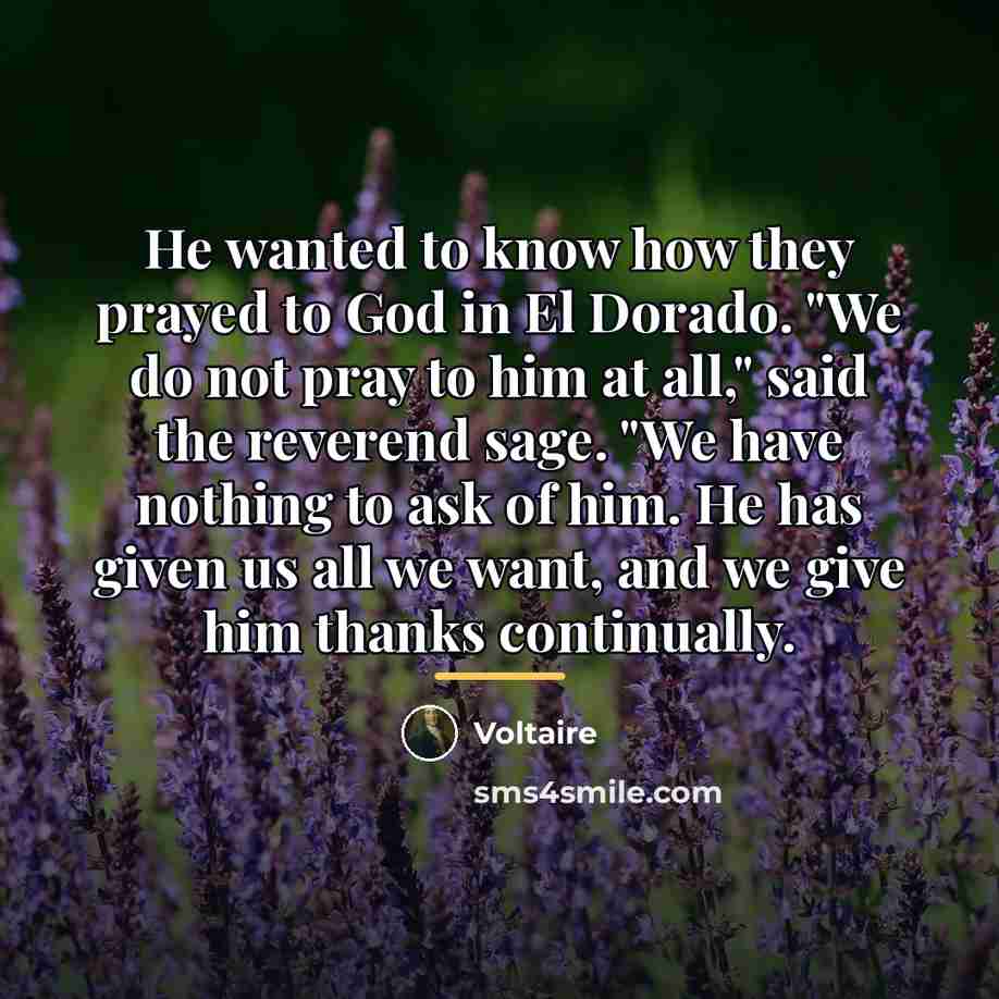 “He wanted to know how they prayed to God in…” quote by Voltaire