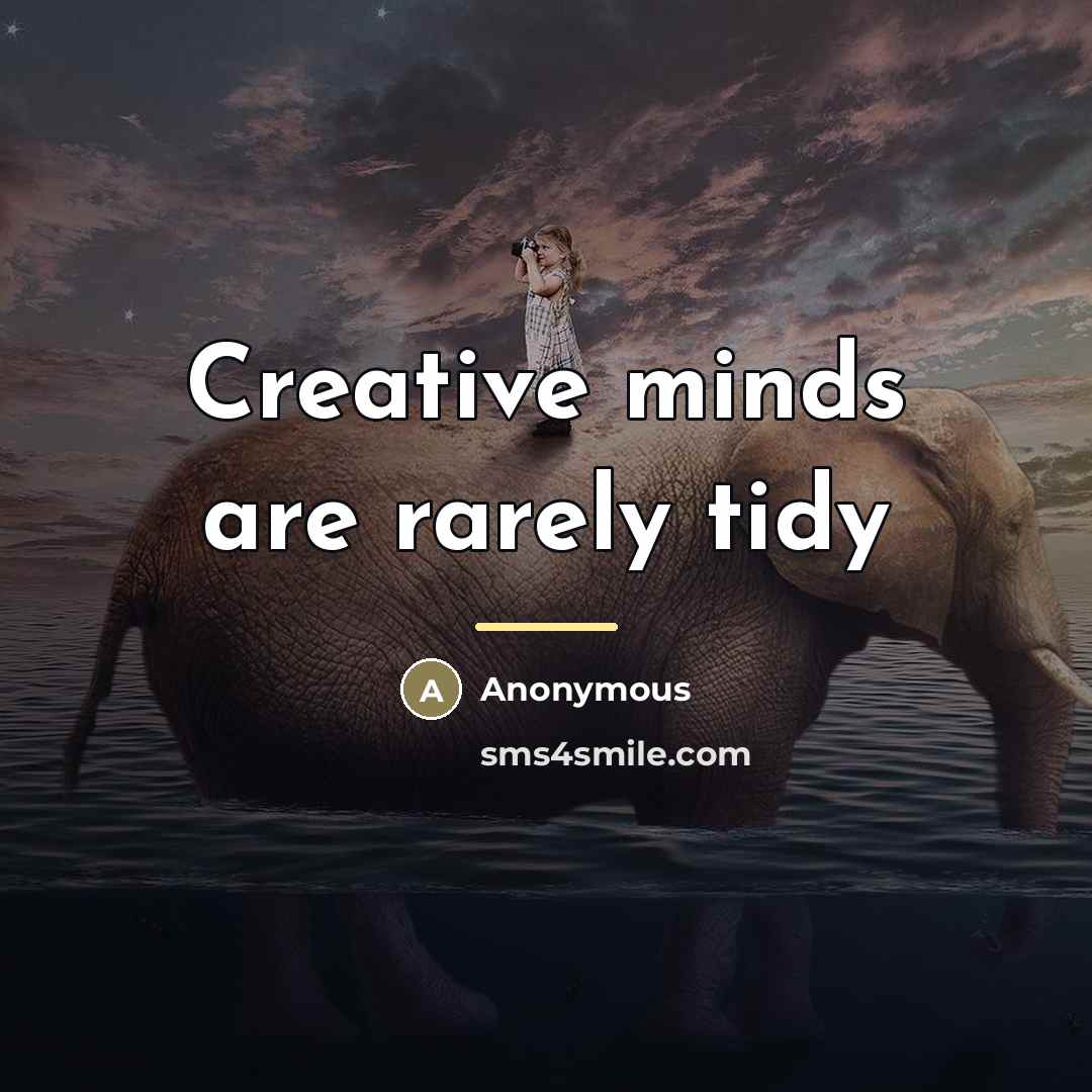 “Creative minds are rarely tidy…” quote by Anonymous