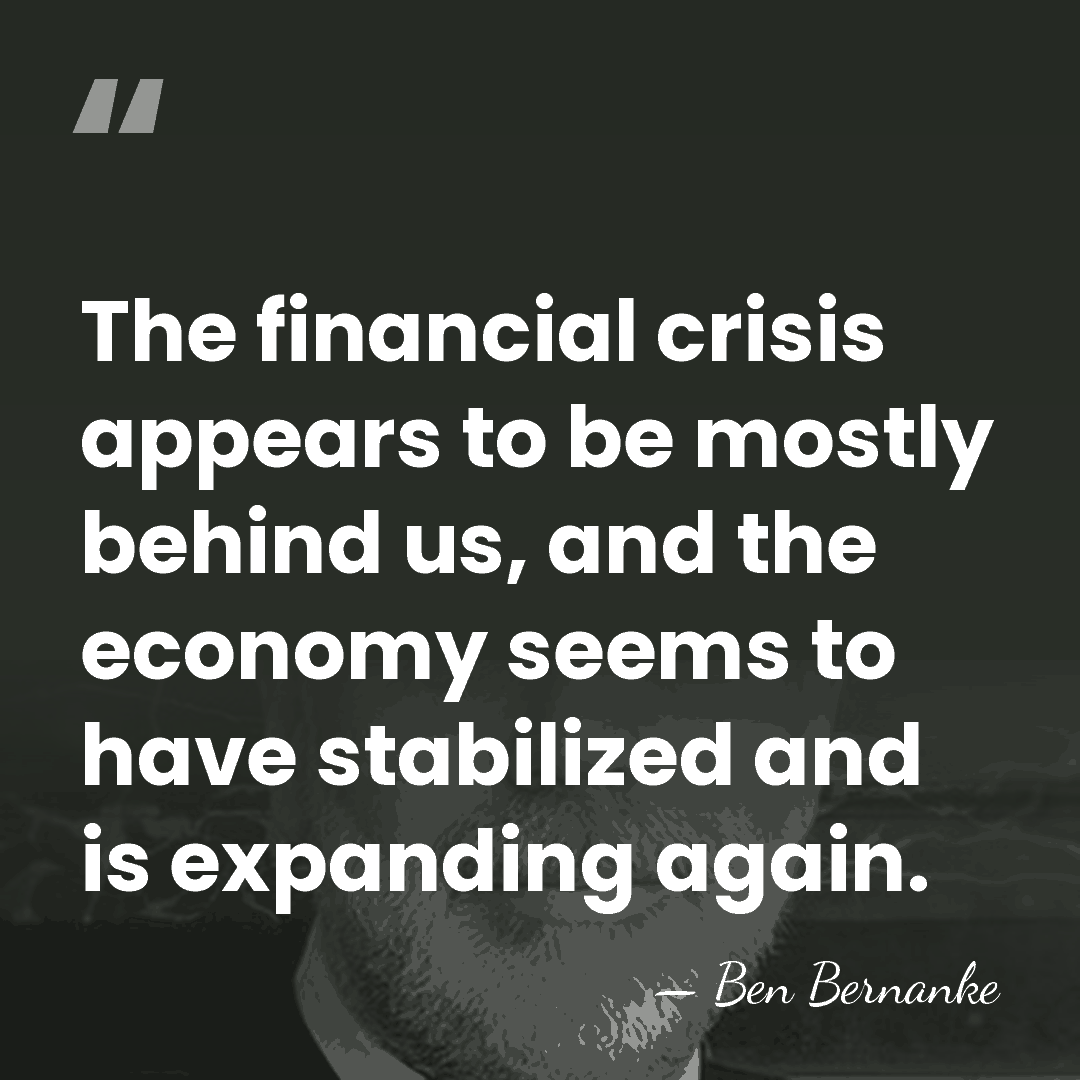 The financial crisis appears to be mostly behind us, and the economy&hellip; - Ben Bernanke