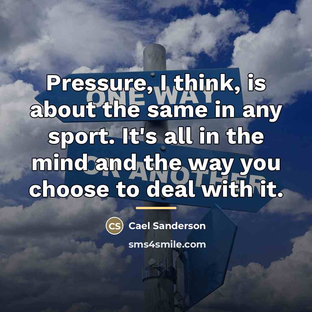 “Pressure, I think, is about the same in any sport.…” quote by Cael Sanderson