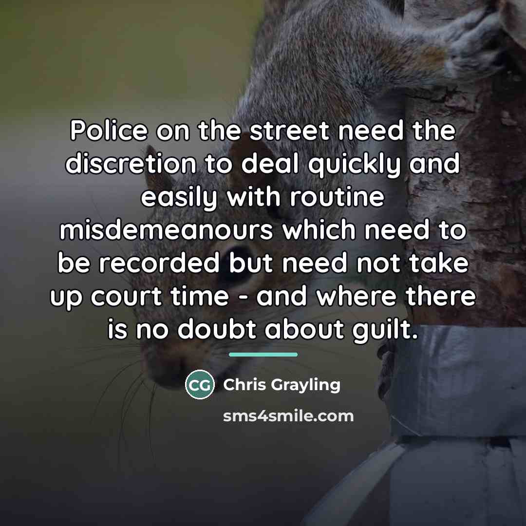 “Police on the street need the discretion to deal quickly…” quote by Chris Grayling