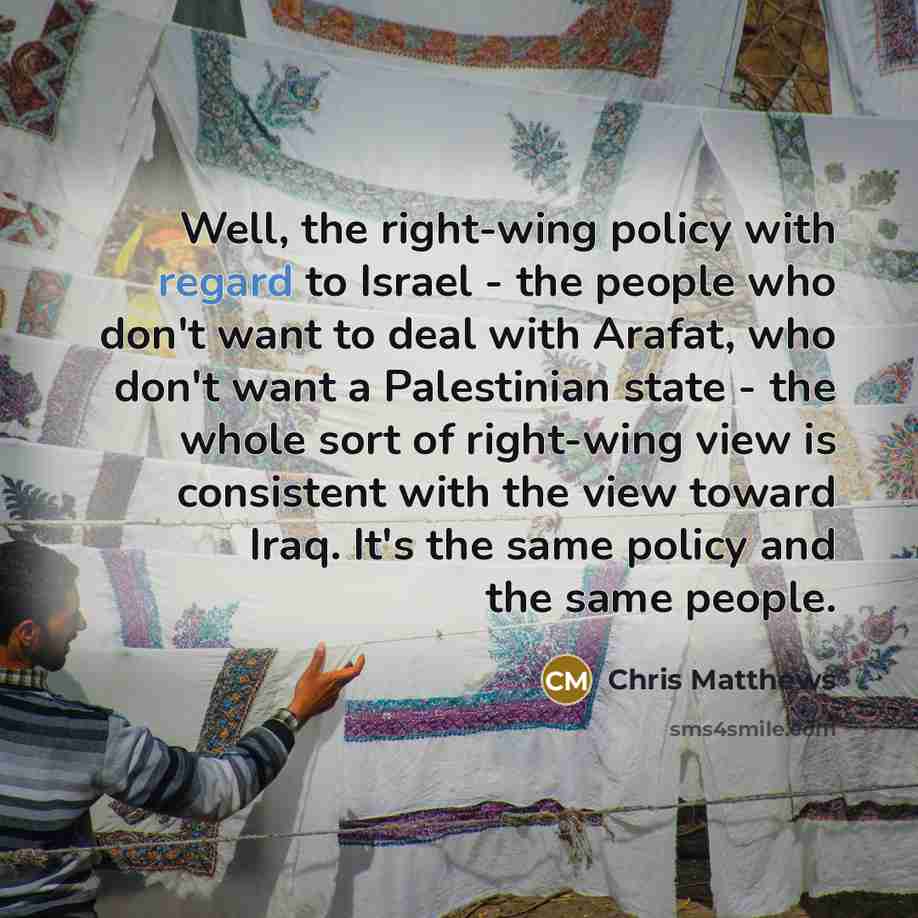 “Well, the right-wing policy with regard to Israel - the…” quote by Chris Matthews