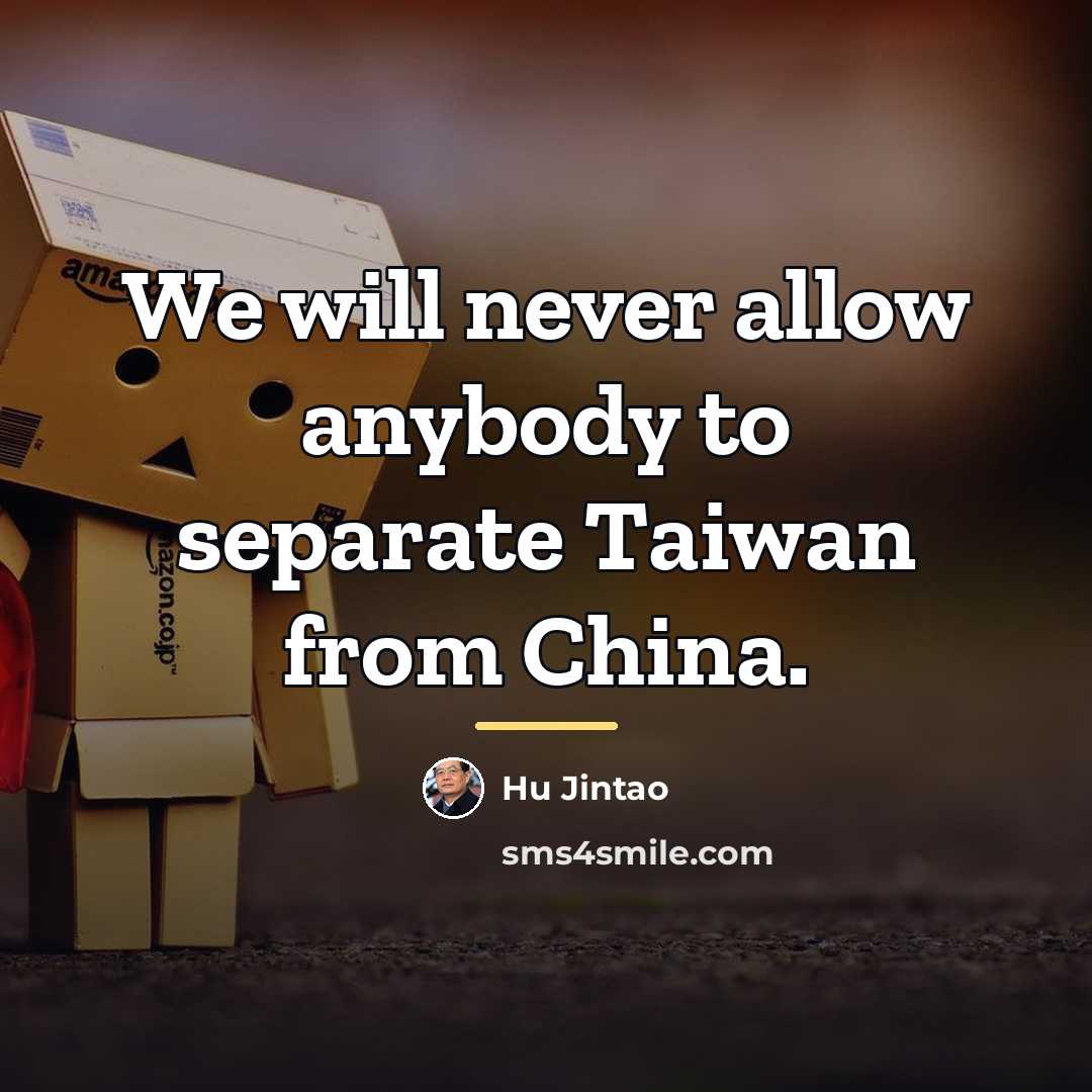 “We will never allow anybody to separate Taiwan from China.…” quote by Hu Jintao