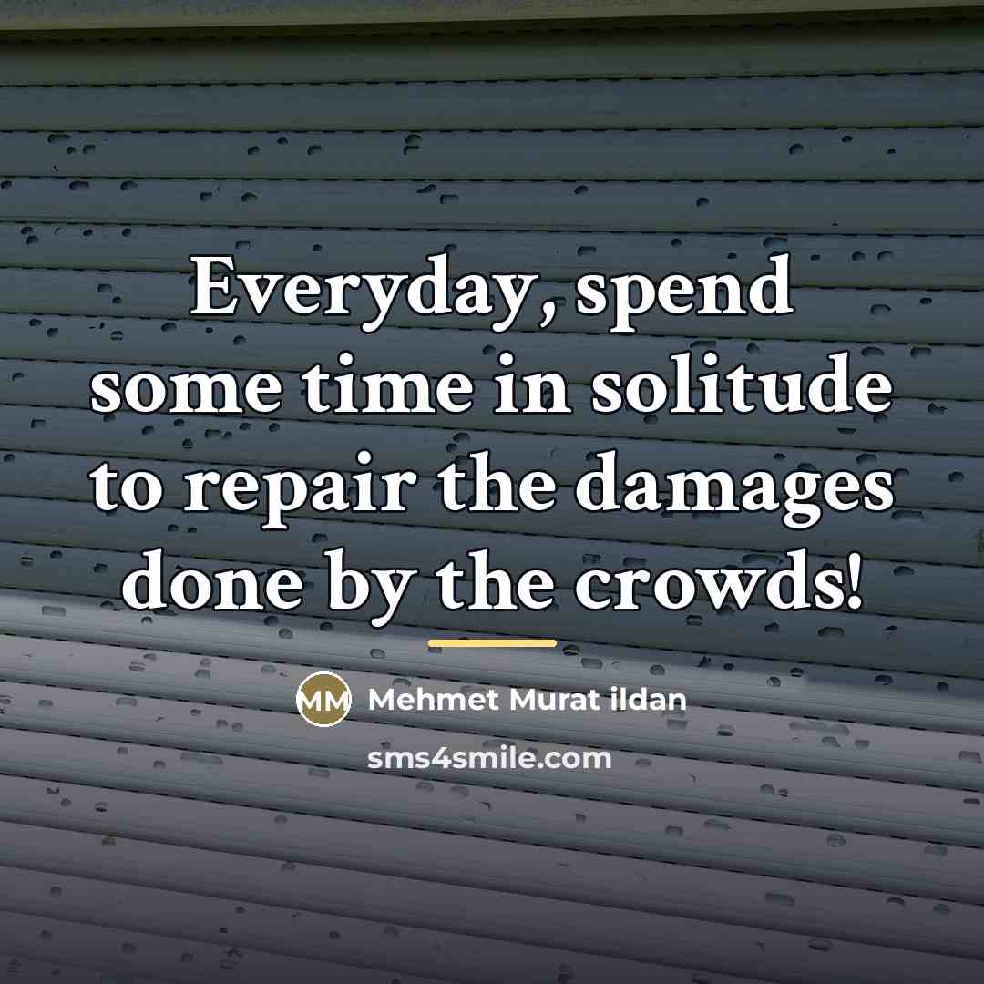 “Everyday, spend some time in solitude to repair the damages…” quote by Mehmet Murat Ildan