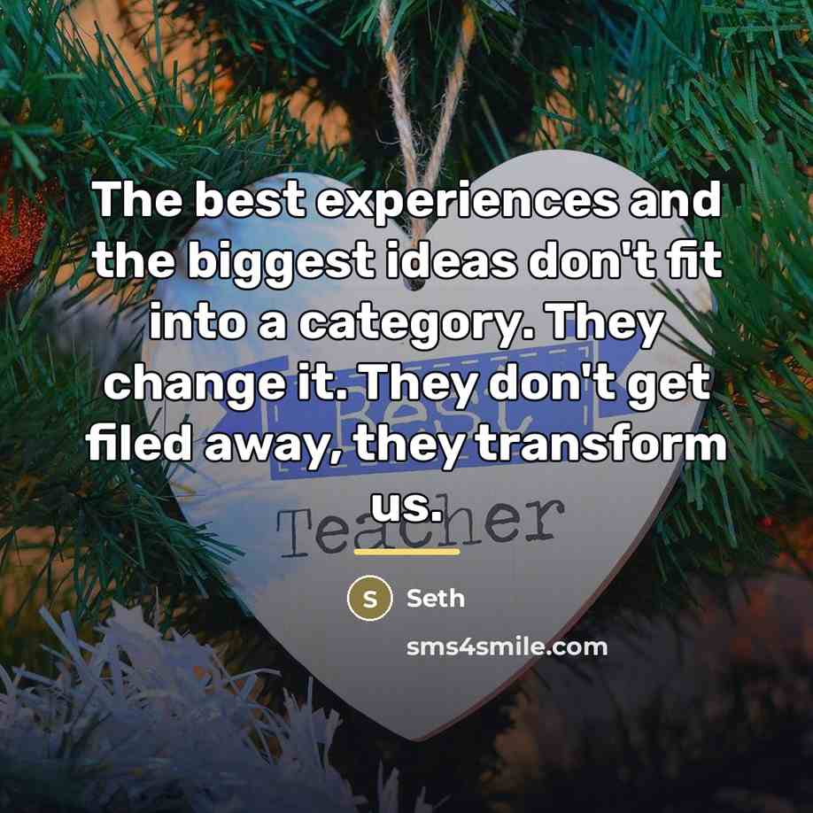 “The best experiences and the biggest ideas don't fit into…” quote by Seth