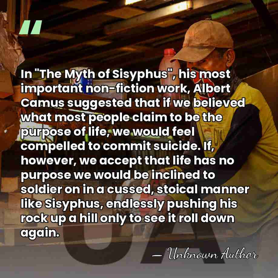 In "The Myth of Sisyphus", his most important non-fiction work, Albert Camus&hellip; - Philip French