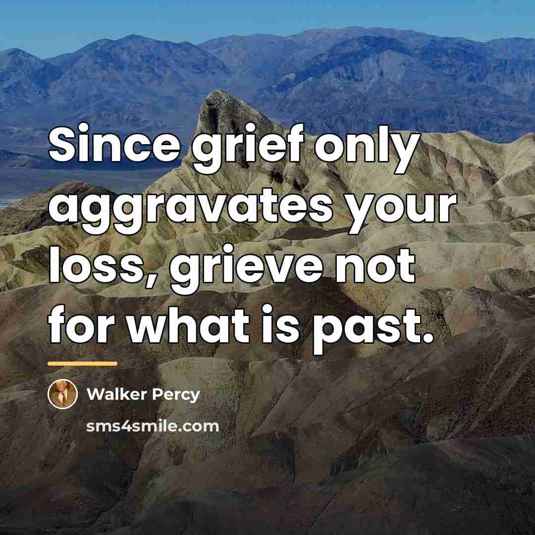 “Since grief only aggravates your loss, grieve not for what…” quote by Walker Percy