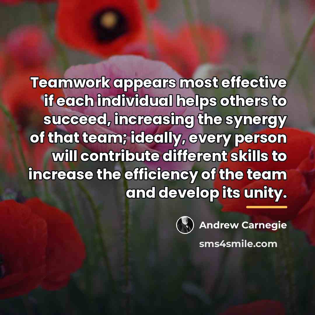 “Teamwork appears most effective if each individual helps others to…” quote by Andrew Carnegie