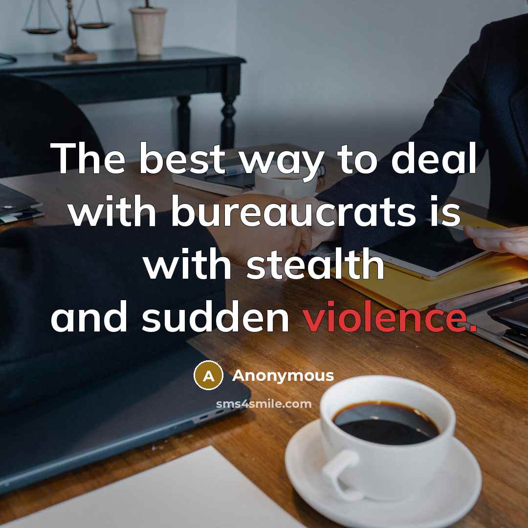 “The best way to deal with bureaucrats is with stealth…” quote by Anonymous