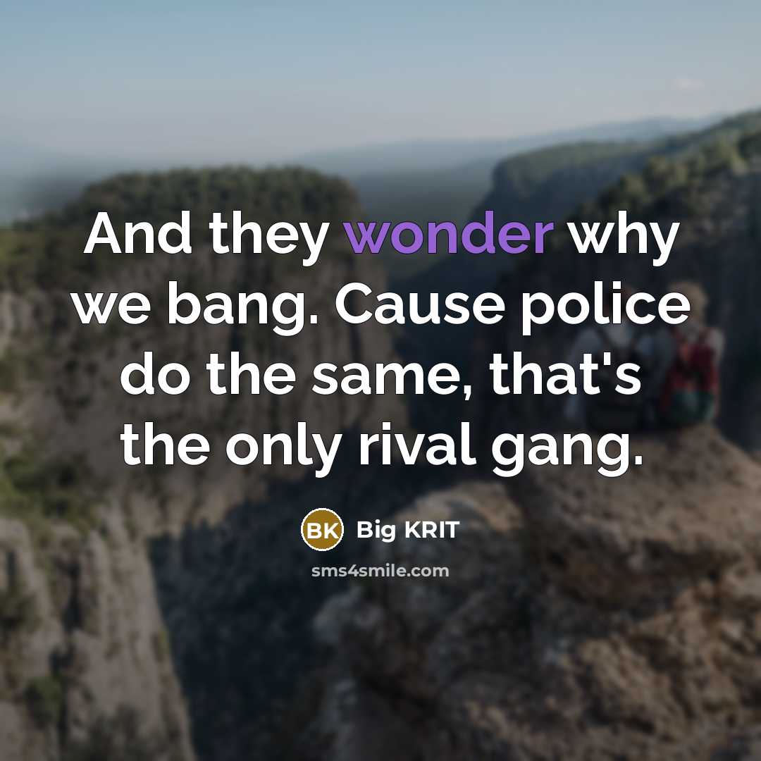 “And they wonder why we bang. Cause police do the…” quote by Big KRIT
