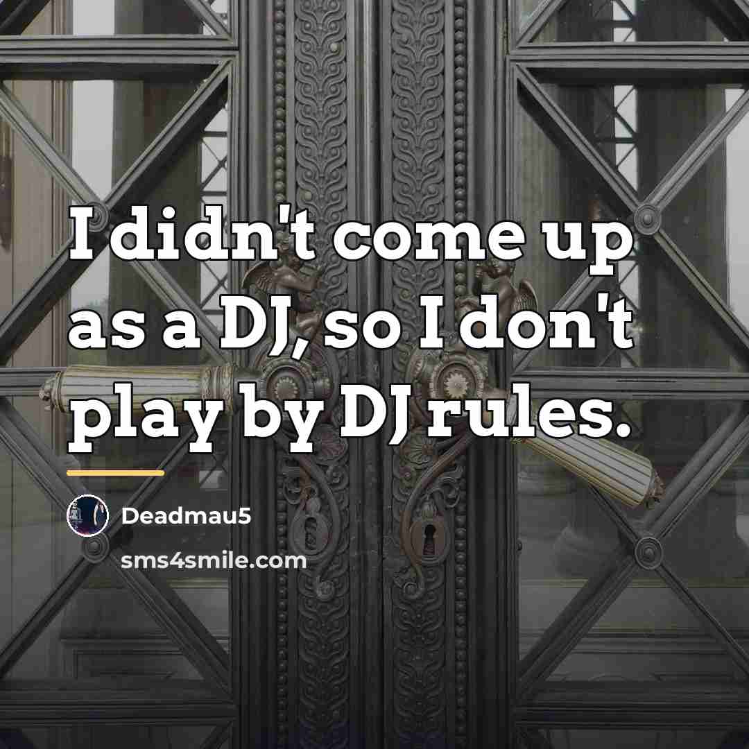“I didn't come up as a DJ, so I don't…” quote by Deadmau5