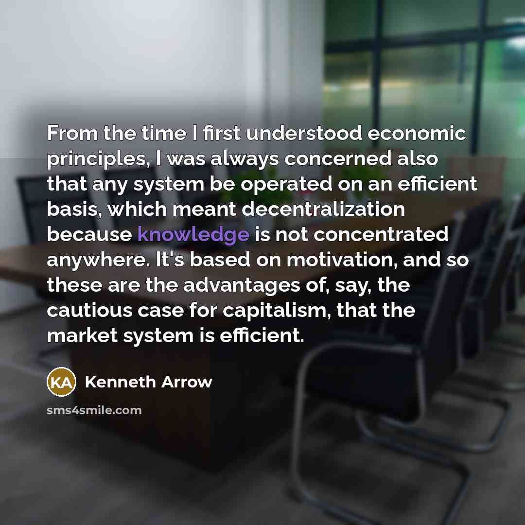 “From the time I first understood economic principles, I was…” quote by Kenneth Arrow