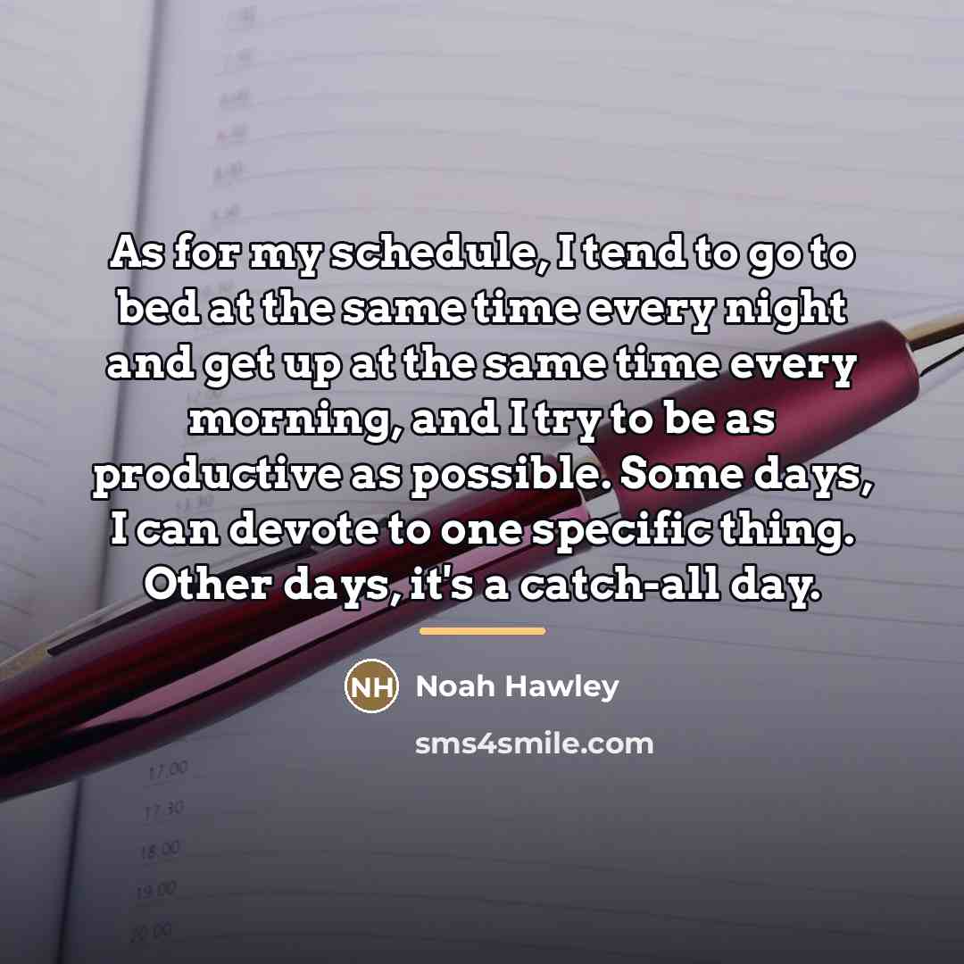 “As for my schedule, I tend to go to bed…” quote by Noah Hawley