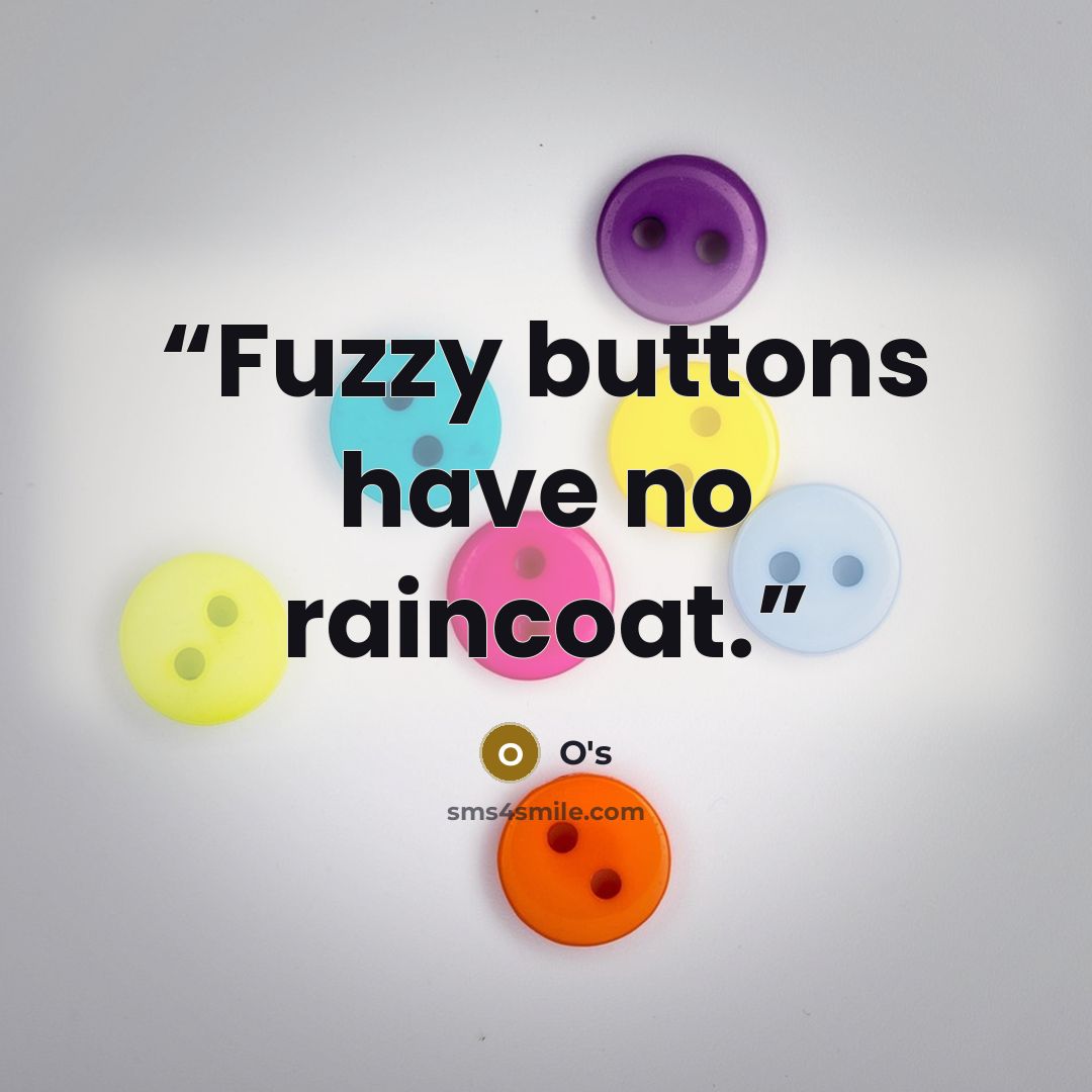 “Fuzzy buttons have no raincoat.” quote by O's