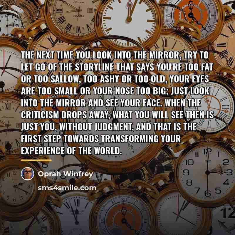 “The next time you look into the mirror, try to…” quote by Oprah Winfrey