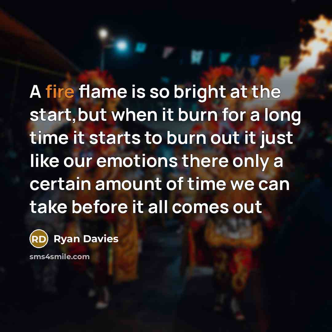 “A fire flame is so bright at the start,but when…” quote by Ryan Davies