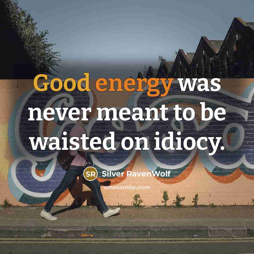 “Good energy was never meant to be waisted on idiocy.…” quote by Silver RavenWolf