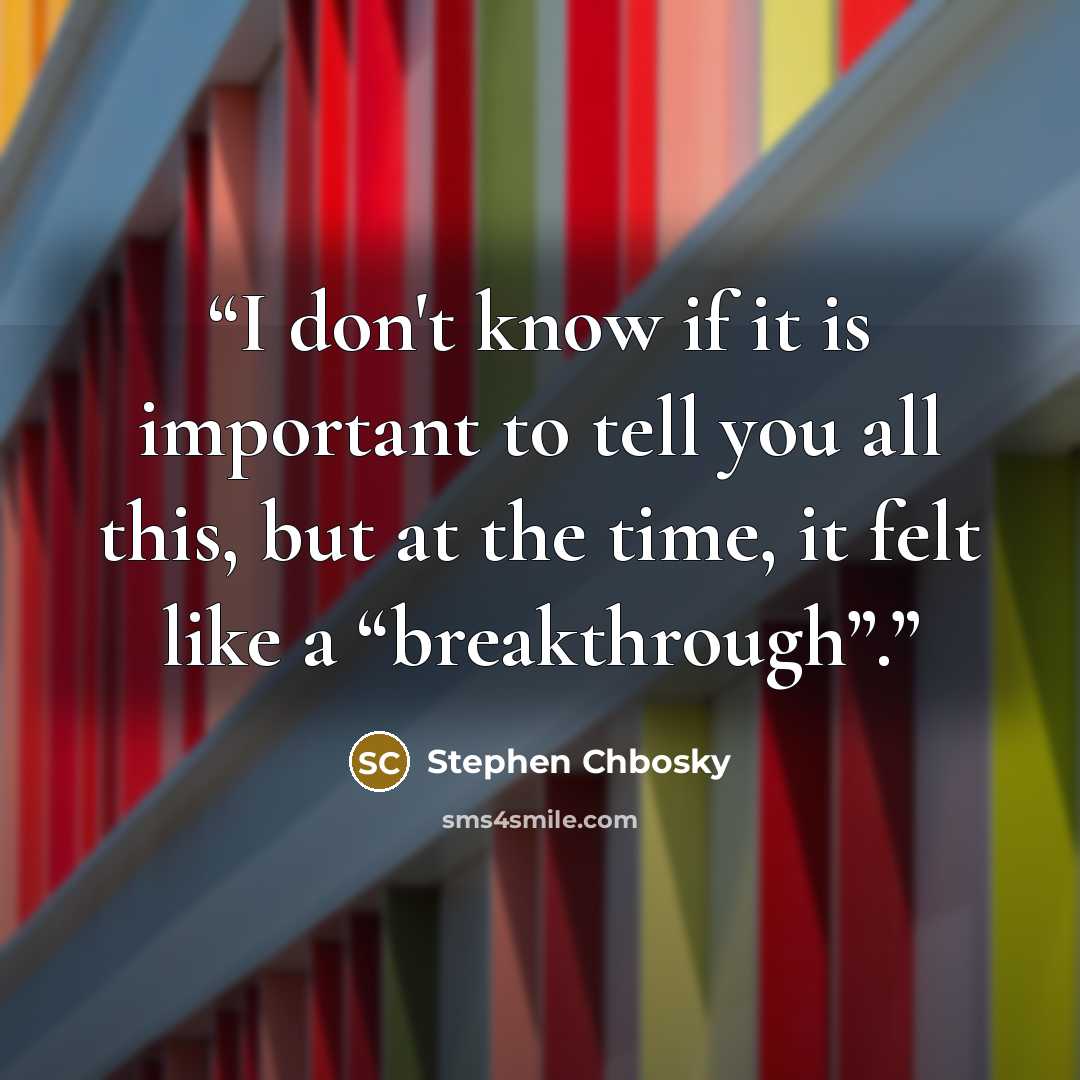 “I don't know if it is important to tell you all this, but at the time, it felt like a “breakthrough”.” quote by Stephen Chbosky