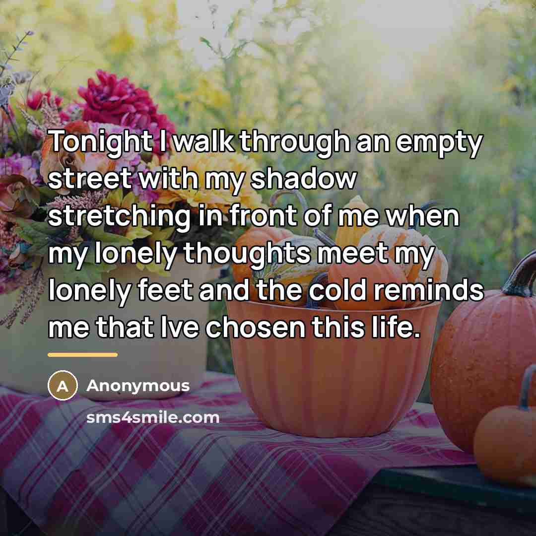 “Tonight I walk through an empty street with my shadow…” quote by Anonymous
