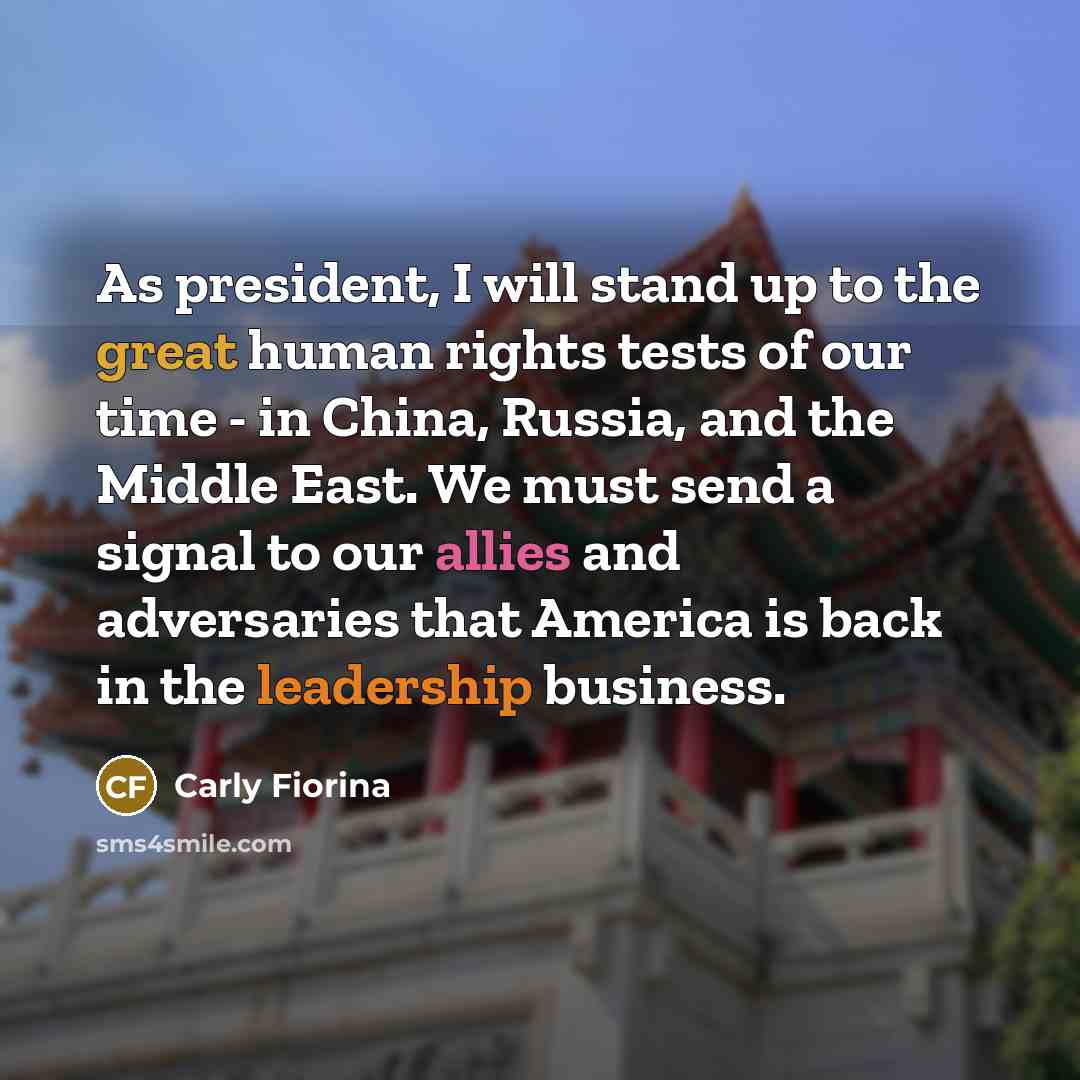 “As president, I will stand up to the great human…” quote by Carly Fiorina
