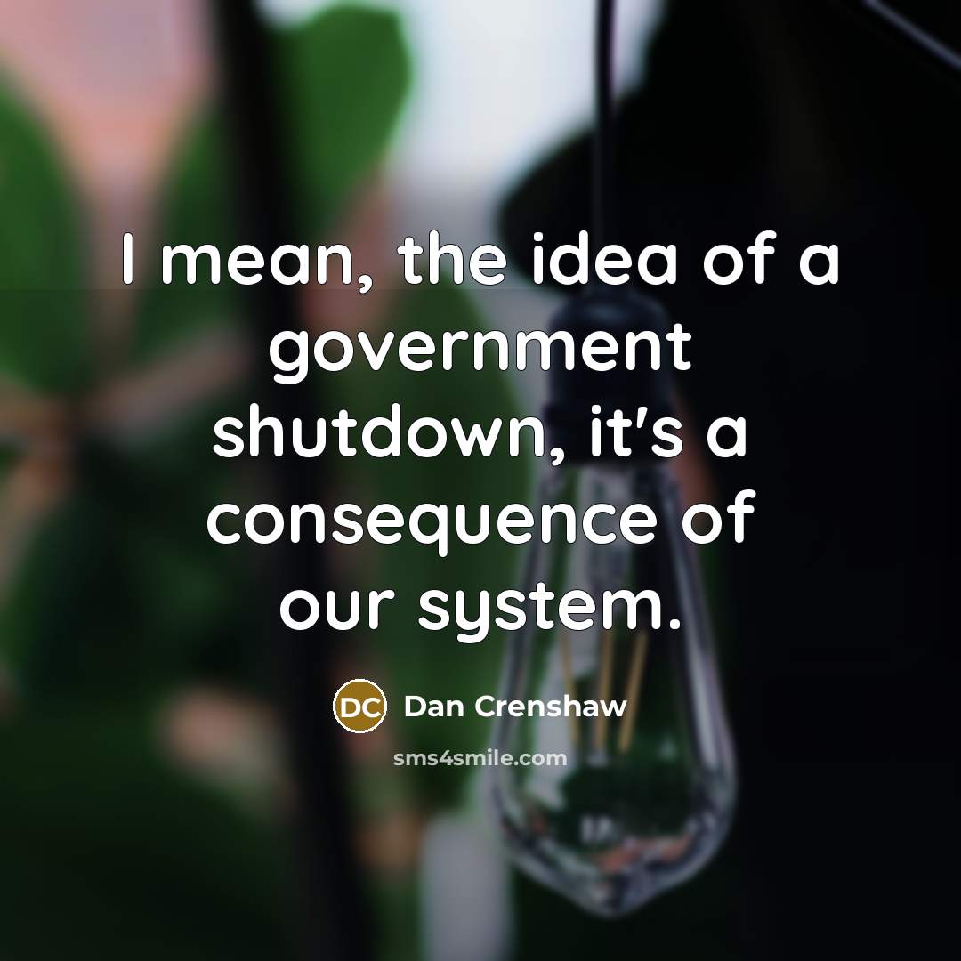 “I mean, the idea of a government shutdown, it's a consequence of our system.” quote by Dan Crenshaw