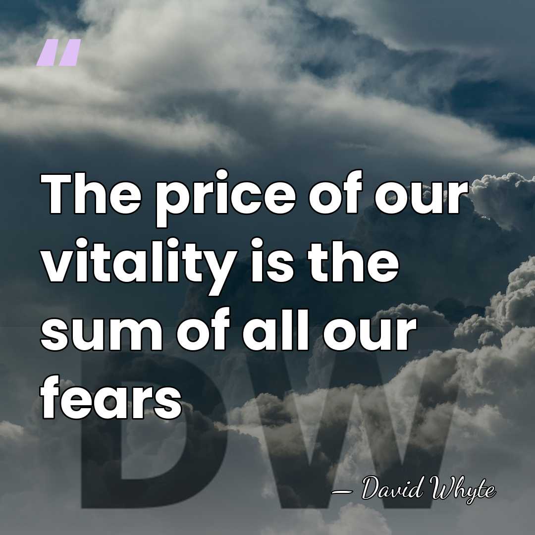 The price of our vitality is the sum of all our fears - David Whyte