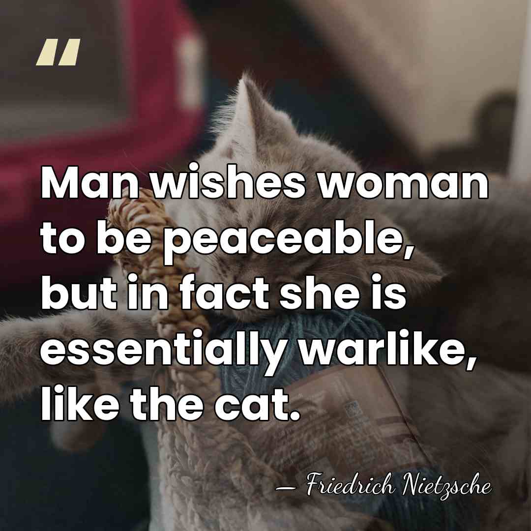 Man wishes woman to be peaceable, but in fact she is essentially&hellip; - Friedrich Nietzsche