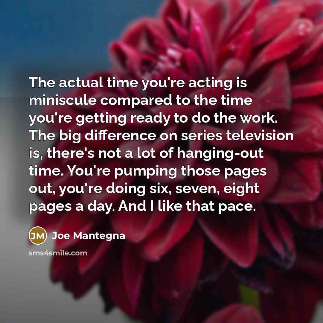“The actual time you're acting is miniscule compared to the…” quote by Joe Mantegna