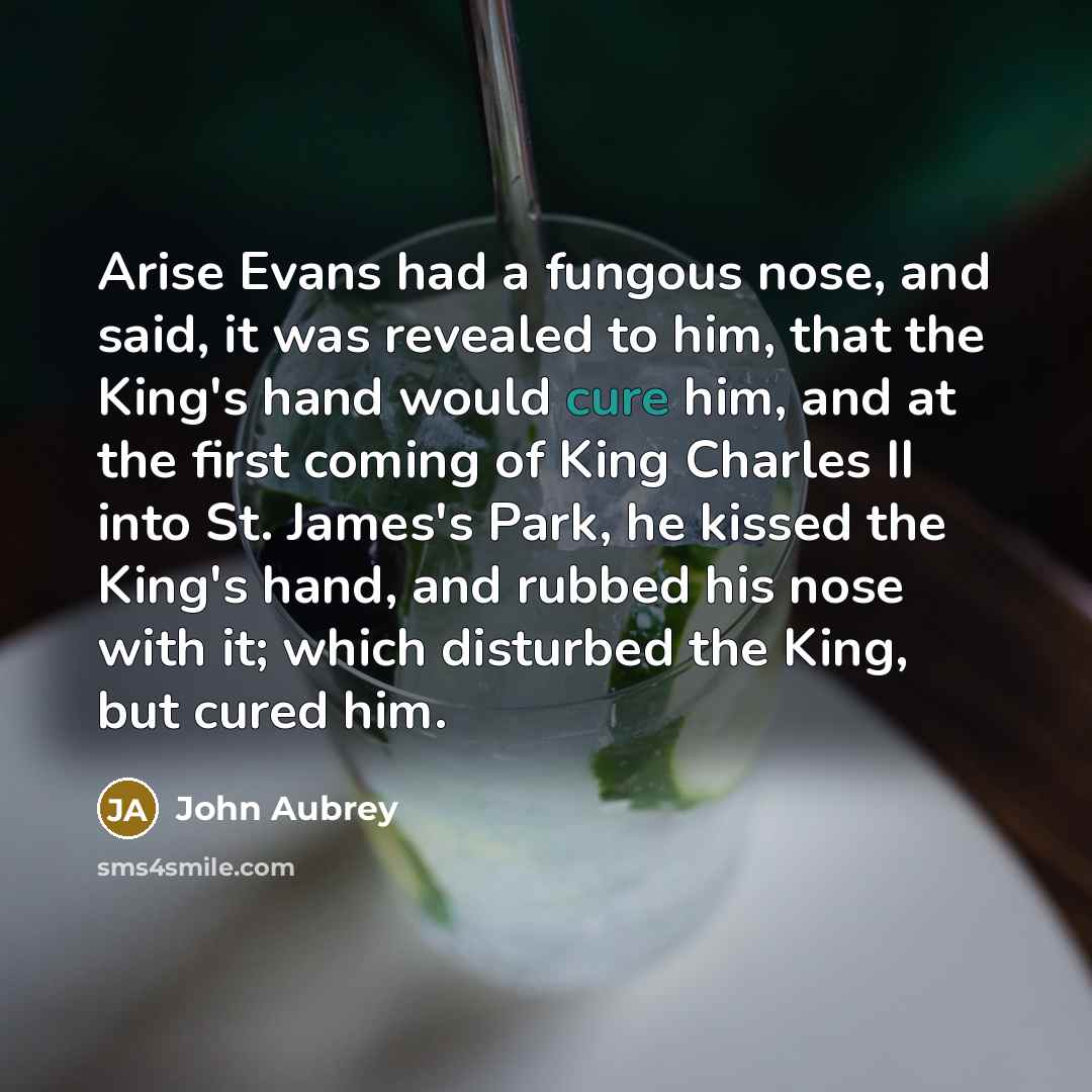“Arise Evans had a fungous nose, and said, it was…” quote by John Aubrey