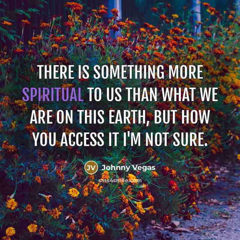 “There is something more spiritual to us than what we…” quote by Johnny Vegas