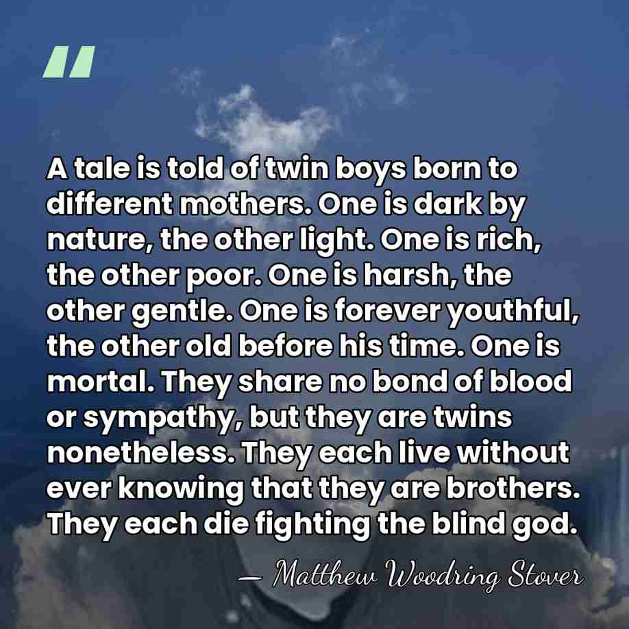 A tale is told of twin boys born to different mothers. One&hellip; - Matthew Woodring Stover