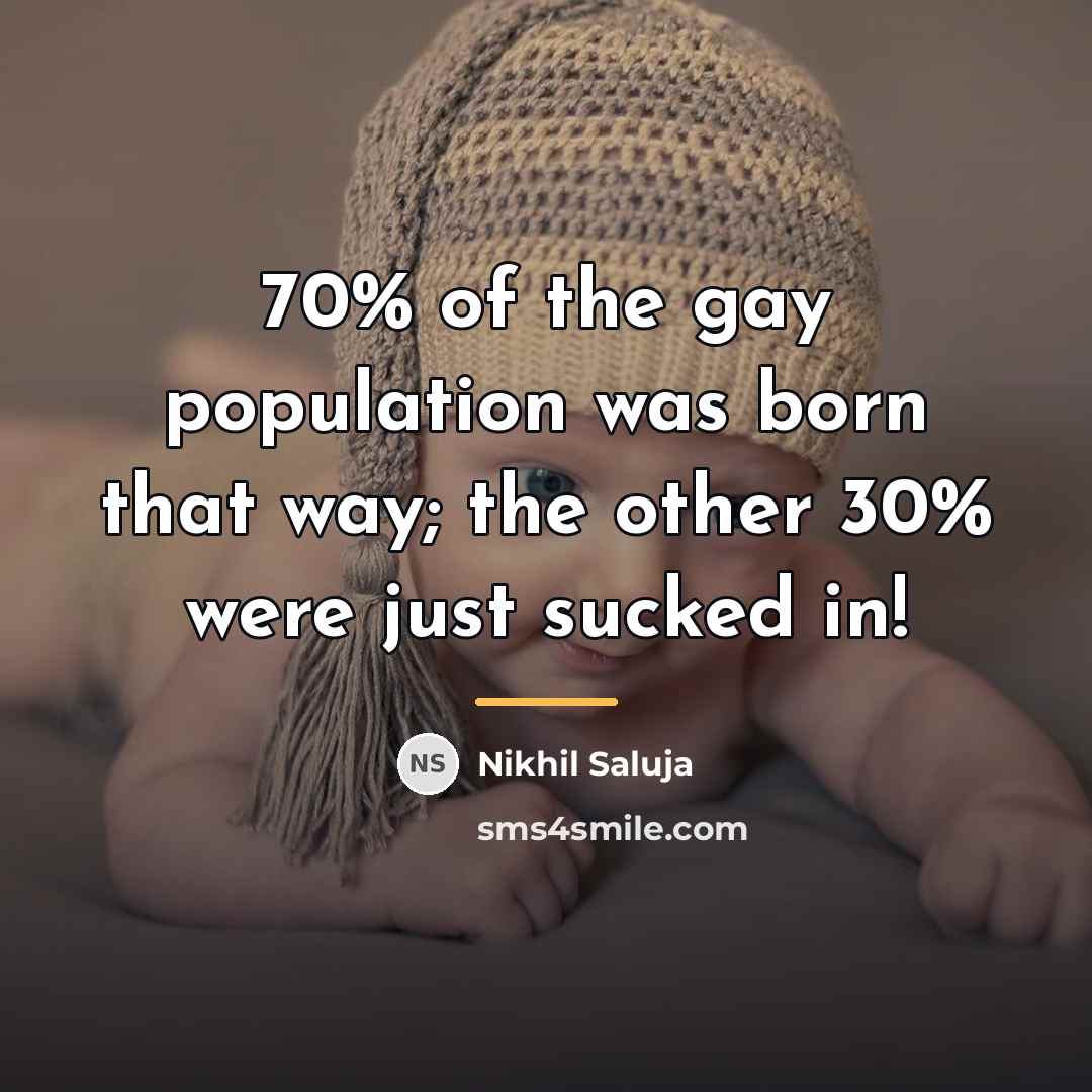 “70% of the gay population was born that way; the…” quote by Nikhil Saluja