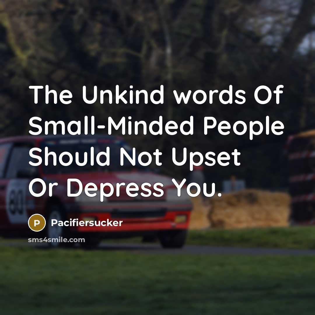“The Unkind words Of Small-Minded People Should Not Upset Or…” quote by Pacifiersucker