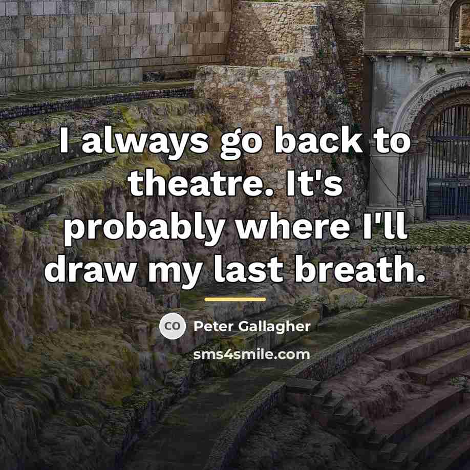 “I always go back to theatre. It's probably where I'll…” quote by Peter Gallagher