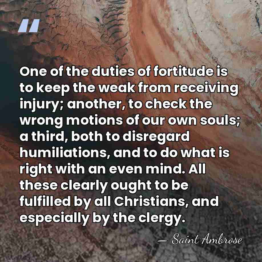 One of the duties of fortitude is to keep the weak from&hellip; - Saint Ambrose