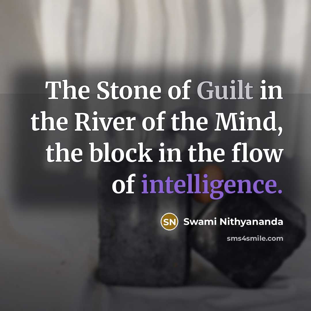 “The Stone of Guilt in the River of the Mind,…” quote by Swami Nithyananda