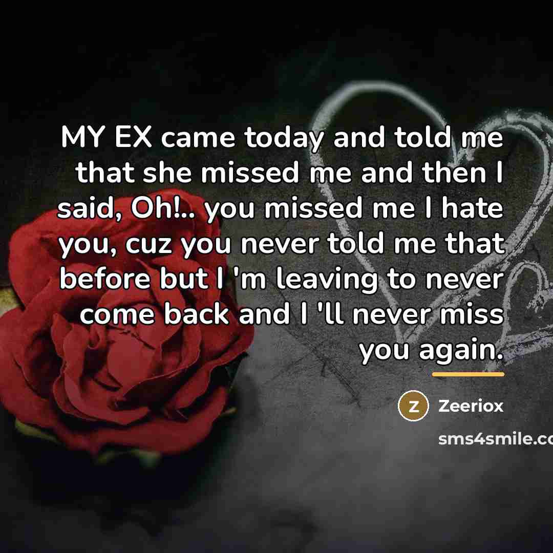 “MY EX came today and told me that she missed…” quote by ZeerioX