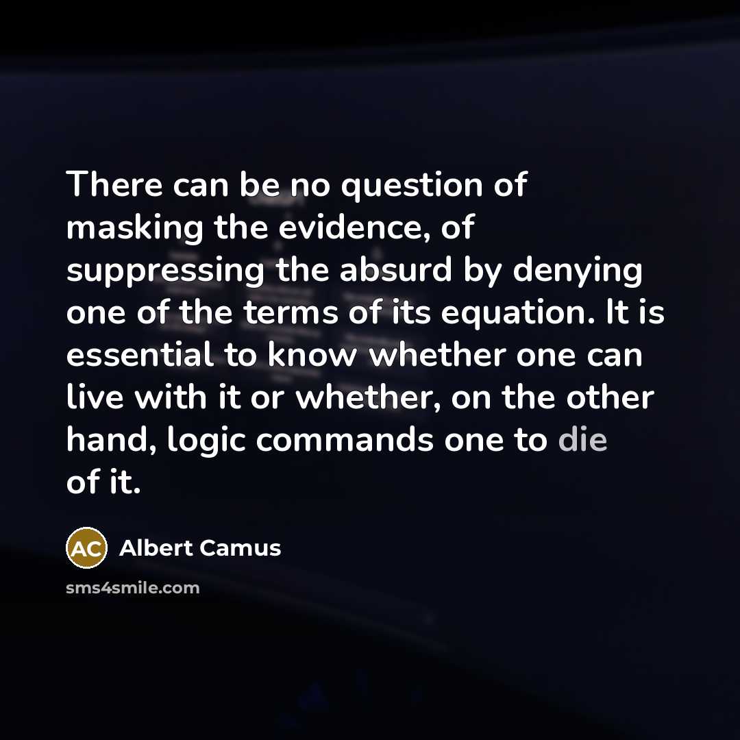 “There can be no question of masking the evidence, of…” quote by Albert Camus