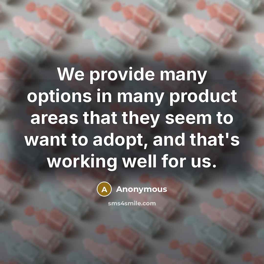 “We provide many options in many product areas that they…” quote by Anonymous
